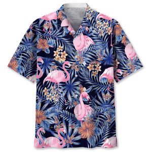 Flamingos Amidst Tropical Plants Unique Hawaiian Shirt