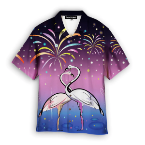 Flamingos On Firework Trendy Hawaiian Shirt For KLA Shirt