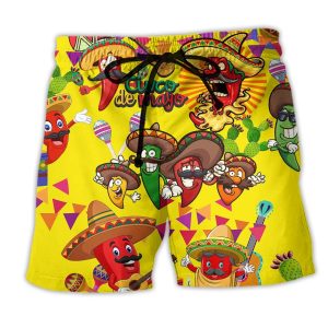 Food Feeling Chili Hot Hot Hot Funny Trendy KLA Hawaiian Beach Shorts