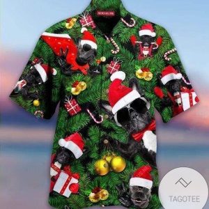 French Bulldog Celebrates Merry Christmas Hawaiian Shirt Style