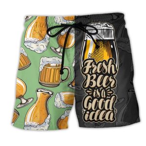 Fresh Beer Is A Good Idea Two Sides Trendy KLA Hawaiian Beach Shorts