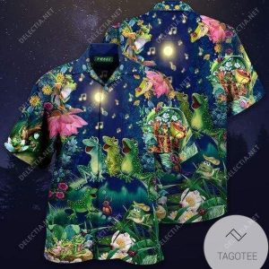 Frogs Singing Christmas Songs Design Hawaiian Shirt Elegance Tropical