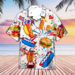 Funny American Hot Dog 4Th Of July Independence Day Trendy Hawaiian Shirt For Men And Women, Hot Dog Trendy Hawaiian Shirt