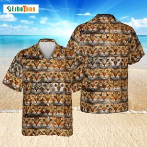 Funny Bengal Cat Face Pattern, Cat Trendy Hawaiian Shirt Perfect Gifts For Your Loved Ones