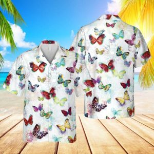 Funny Butterfly White Hawaii Shirt, Summer Outfit