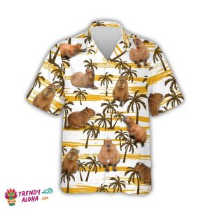 Funny Capybara with Tropical Coconut Trees KLA Hawaiian Shirt
