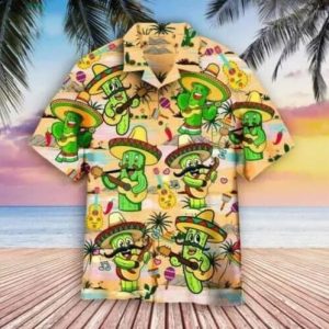 Funny Catus Playing Guitar Cinco De Mayo KLA Hawaiian Shirt