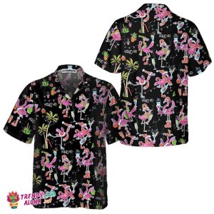 Funny Christmas Flamingo Hawaiian Shirt, Christmas Tropical Shirt For Men, Best Xmas Gift Idea
