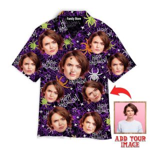 Funny Custom Face Creepy Spooky Spider Custom Hawaiian Shirt