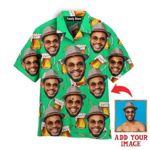 Funny Custom Face Drink More Beer Custom Hawaiian Shirt
