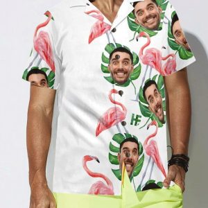 Funny Custom Face Flamingo Custom Trendy Hawaiian Shirt, Beach Party Matching Shirt For Men/Women, Tropical Beach Shirt Button Down Shirt.