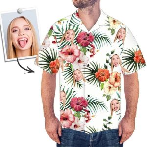 Funny Custom Face Hibiscus Flower Custom Hawaiian Shirt