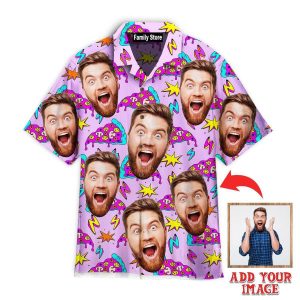 Funny Custom Face Pizza Slices Strikes Custom Hawaiian Shirt