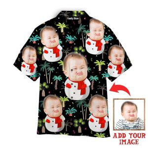 Funny Custom Face Snowman Christmas In July Custom Hawaiian Shirt