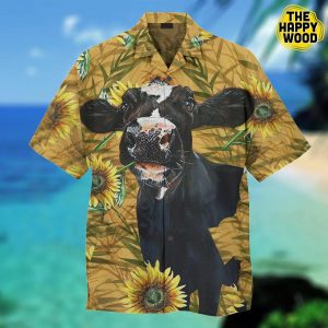 Funny Dairy Cow Sun Flowers 3D Hawaiian Hawaii Shirt