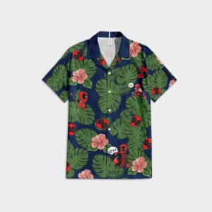 Funny Deadpool Superhero Button Up Cute Wolverine Hero Tropical Deadpool Hawaiian Shirt