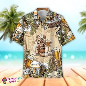 Funny English Bulldog & Bee Custom Unisex KLA Hawaiian Shirt
