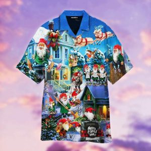 Funny Gnome Santa On Christmas Day Trendy Hawaiian Shirt For