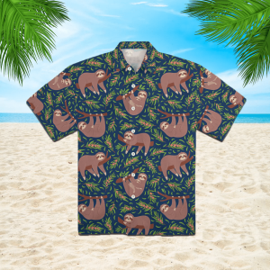Funny Lazy Sloths On Branch Seamless Trendy Hawaiian Shirt For KLA Shirt