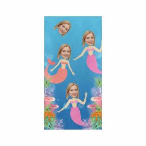 Funny Mermaid Photo Personalized Beach Towels Bachelorette Theme