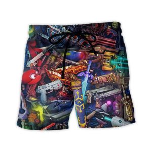 Gaming In The Funny Life Trendy KLA Hawaiian Beach Shorts