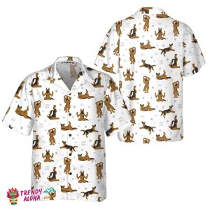 German Shepherd Doing Yoga Hawaiian Shirt, Funny German Shepherd Shirt, Dog Hawaiian Shirt For Adults