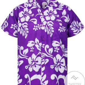 Get Here Flower White Background Purple Funky Hawaiian Shirts