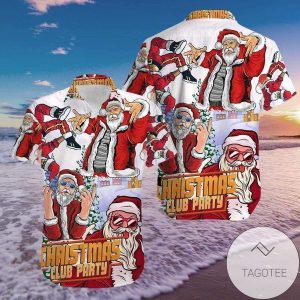Get Here Hawaiian Shirts Christmas Club Party Santa Claus