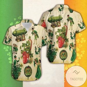 Get Here Vintage Girl IrisPatricks Day Hawaiian Unisex Shirts Hawaiian Shirt