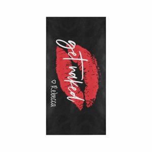Get Naked Red Lips Personalized Beach Towels Bachelorette Special
