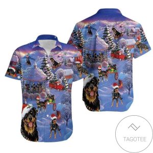 Get Now Funny Santa Rottweiler Blue Hawaiian Shirts