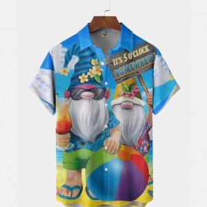 Gnomes Chest Pocket Short Sleeve Trendy Hawaiian Shirt, KLA Tropical Hawaii Shirt, Gift For Family, Hawaiian Set Gift, Funny Trendy Hawaiian Shirt.