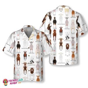 Goat Breeds Hawaiian Shirt, Funny Goat Shirt For Adults, Goat Print Shirt