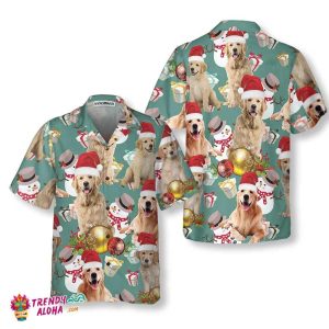 Golden Retriever Celebrate Christmas Hawaiian Shirt, Golden Retriever Christmas Dog Hawaiian Shirt, Christmas Gift For Dog Lover