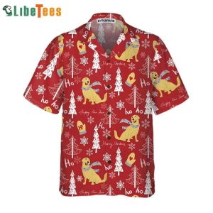Golden Retriever Christmas Hawaiian Red Shirt for Holiday Season