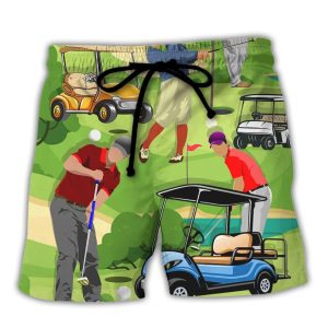 Golf They See Me Rollin They Hatin Funny Golfers Funny Quotes Lover Golf Trendy KLA Hawaiian Beach Shorts