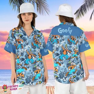 Goofy Tropical Leaves Hibiscus Disney Vacation Hawaiian Top
