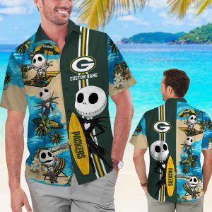 Green Bay Packers Jack Skellington Hawaiian Short Sleeve Shirt