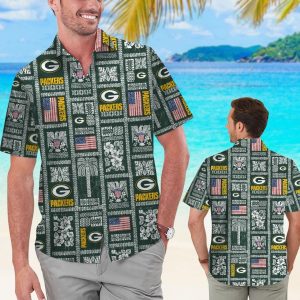 Green Bay Packers Summer Commemorative Short Sleeve Button Up Tropical Hawaiian Shirt