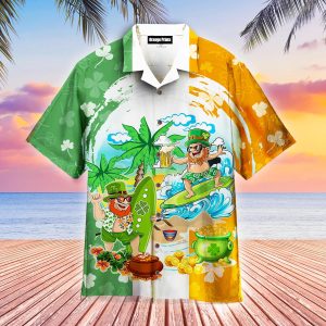 Green Irish Leprechaun Surfer St Patricks Day Hawaiian Shirt For