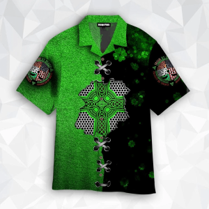 Green Irish St Patrick Celtic Knot Hawaiian Shirt For