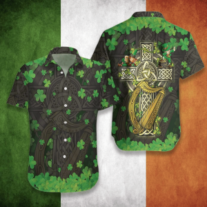 Green Tropicale: Hawaiian Shirt with Irish Saint Patrick’s Day Design