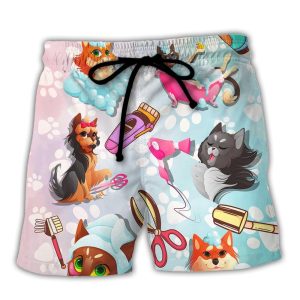 Grooming Saved Me From Being A Pornstar Funny Grooming Quote Dog And Cat Lover Gift Trendy KLA Hawaiian Beach Shorts
