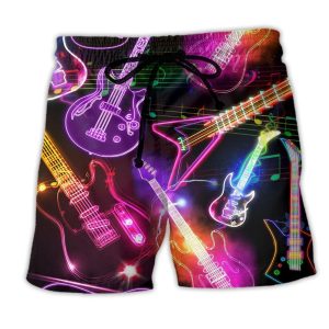 Guitar Amazing Neon Christmas Trendy KLA Hawaiian Beach Shorts