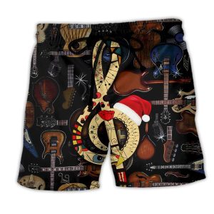 Guitar Happiness Merry Christmas Music Note Trendy KLA Hawaiian Beach Shorts