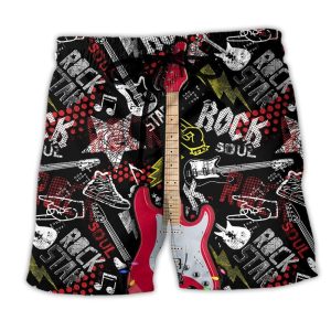 Guitar Rock Soul Merry Christmas Cool Trendy KLA Hawaiian Beach Shorts