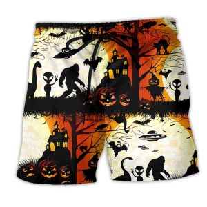 Halloween Ew People Bigfoot Ufo Trendy KLA Hawaiian Beach Shorts