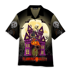 Halloween Flamingo Pumpkin Hawaiian Shirt