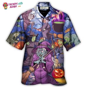Halloween Funny Witch Pumpkin In The Magic Forest Hawaiian Shirt – Trendy KLA