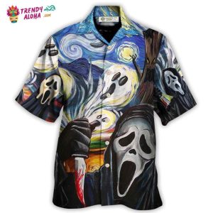 Halloween Ghost Scream Starry Night Funny Boo Art Style Hawaiian Shirt – Trendy KLA
